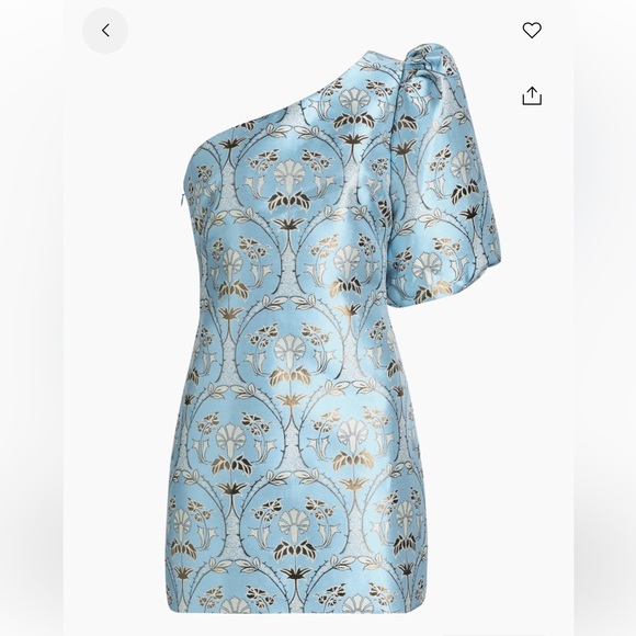 Cara Cara Blue and Gold One-Shoulder Mini Dress